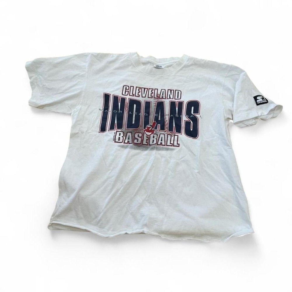 Starter Cleveland Indians white baseball tee Size M